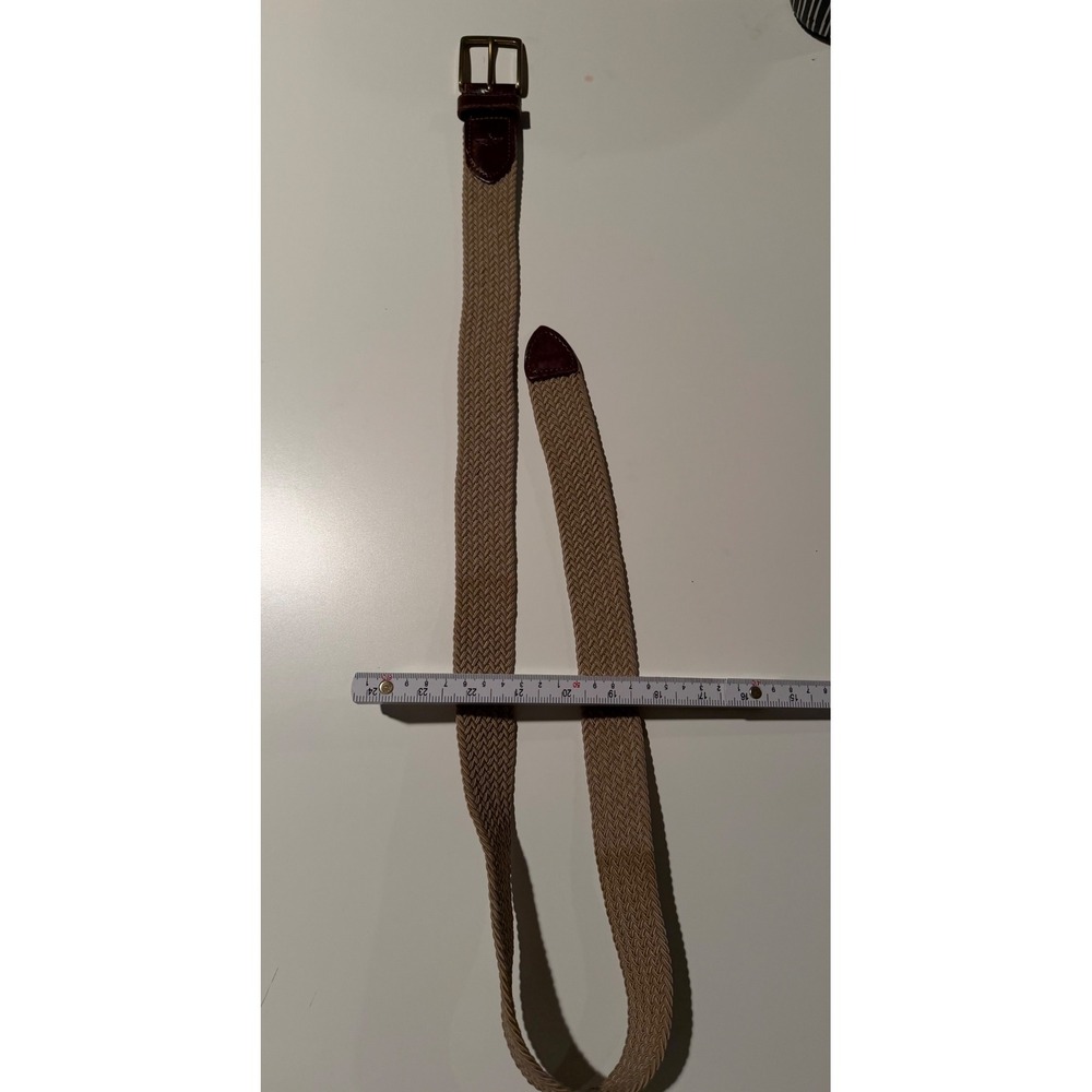 Dockers Mens Braided‎ Stretch Belt Khaki Tan Brown Leather Trim Size 40 11DK0323